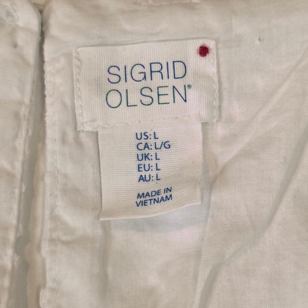 Sigrid Olsen Womens L Shift Dress White Floral Eyelet 100% Cotton Sleeveless NEW - Picture 4 of 8